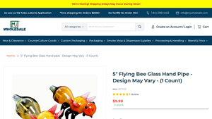 MJ Wholesale - 5 Flying Bee Glass Hand Pipe