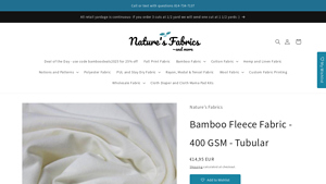 Nature's Fabrics - Bamboo Fleece 400 GSM Tubular