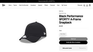 New Era - Black Performance 9FORTY A-Frame Snapback Hat