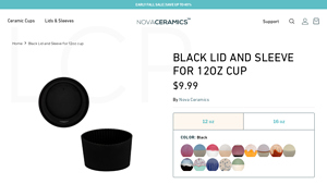 Nova Ceramics - Black Lid and Sleeve for 12oz Cup