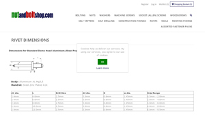 Nut and Bolt Shop - Rivet Dimensions