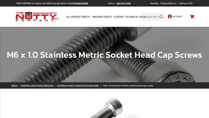 Nutty - M6 x 1.0 Stainless Metric Socket Head Cap Screws
