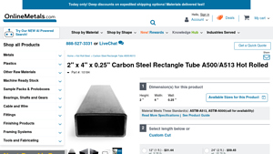 Online Metals - Carbon Steel Rectangle Tube