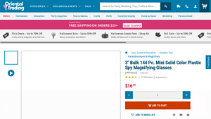 Oriental Trading - 3 Bulk Mini Solid Color Plastic Spy Magnifying Glasses