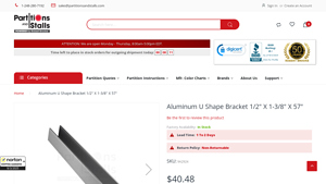 Partitions and Stalls - Aluminum U Shape Bracket
