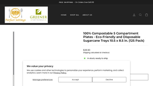 Perfect Settings - 100% Compostable 5 Compartment Plates