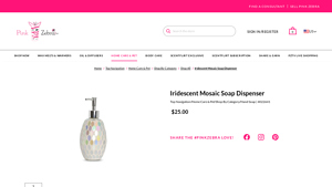 Pink Zebra - Iridescent Mosaic Soap Dispenser