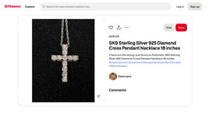 Pinterest - SK9 Sterling Silver Diamond Cross Pendant Necklace