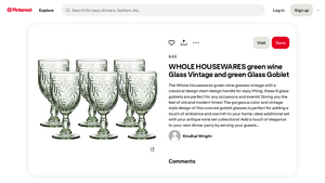 Pinterest - Vintage Green Wine Glasses Set