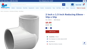 Pool Supplies Canada - 2 Inch x 1.5 Inch Reducing Elbow