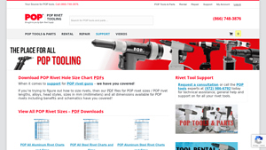 POP Rivet Tooling - Comprehensive Size Chart