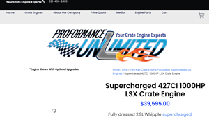 Proformance Unlimited - Supercharged 427CI 1000HP LSX Crate Engine