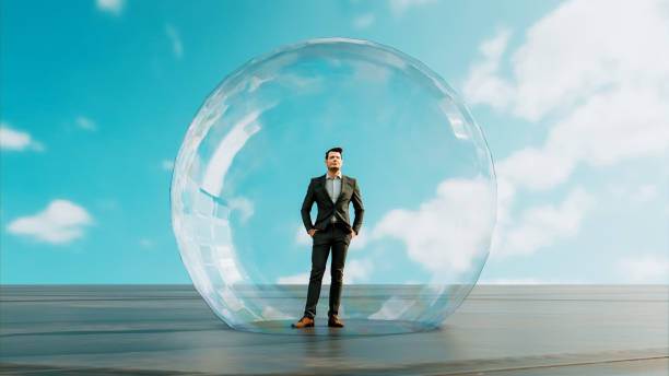 A stock image illustrating protective bubble suit concepts