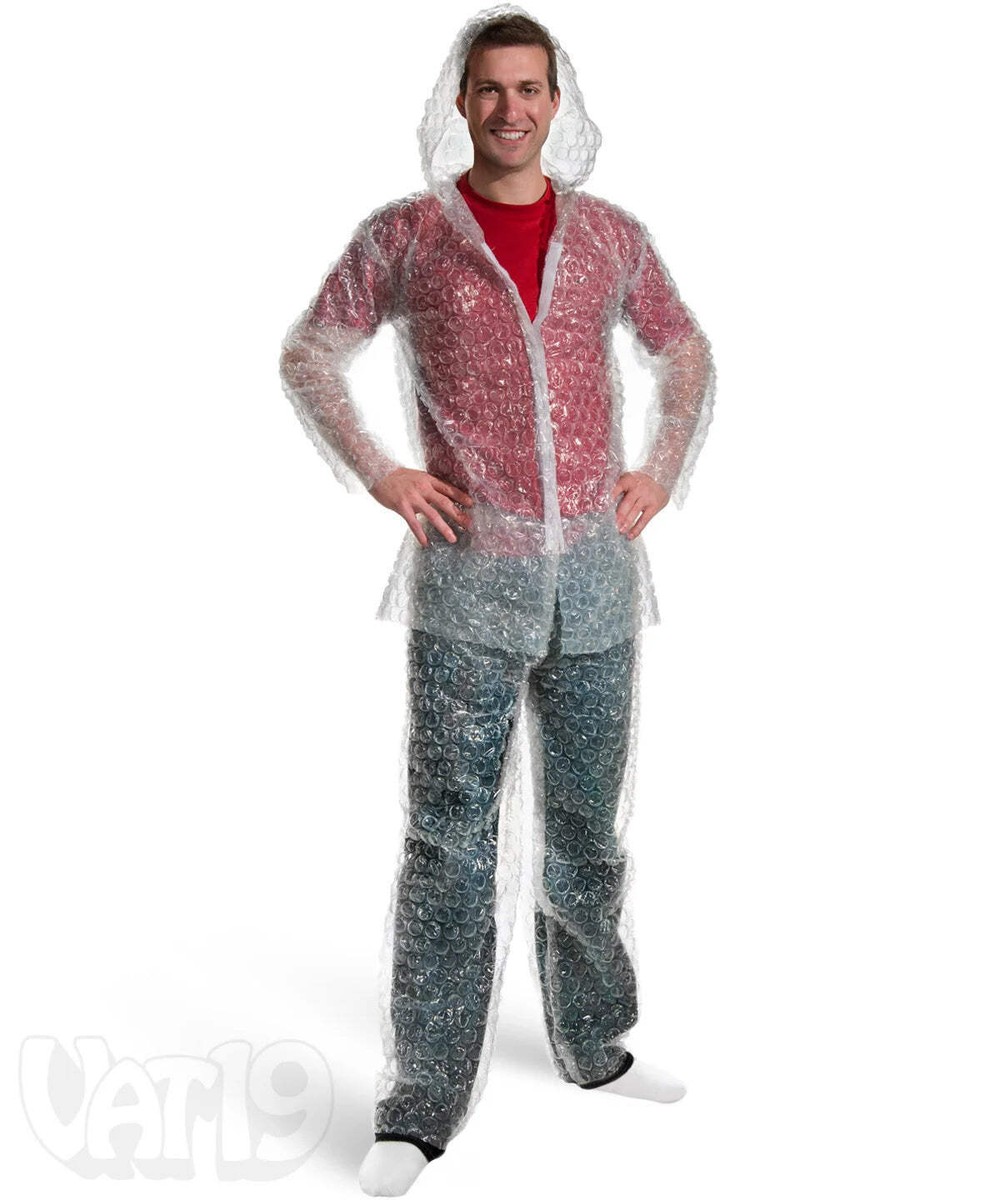 A stock image illustrating protective bubble suit concepts
