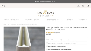 Rag and Bone Bindery - 8.5 x 11 Natural Linen Binder