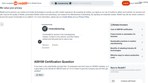 Reddit - AS9100 Certification Insights