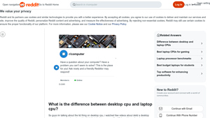 Reddit - Desktop vs. Laptop CPUs