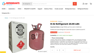 Refrigerants Center - R-32 Refrigerant 20LB