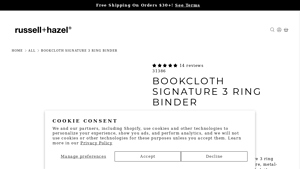 Russell + Hazel - Bookcloth Signature 3-Ring Binder