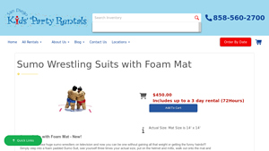San Diego Kids - Sumo Wrestling Suits with Foam Mat