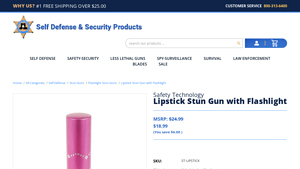 Self Defense Products - Lipstick Stun Gun with Flashlight