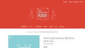 SF Raw - Wild Caught Sardines IQF Bulk 40-lb Case