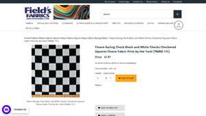 Fields Fabrics - Fleece Racing Check Black and White Fleece Fabric