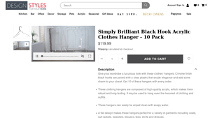 Simply Brilliant - Black Hook Acrylic Clothes Hanger