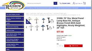 Rainbow Art Glass - 15 Dia. Metal Panel Lamp Base Kit