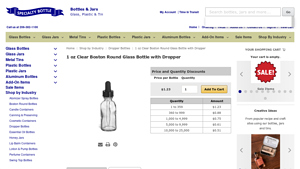 Specialty Bottle - 1 oz Clear Boston Round Glass Bottle with Dropper