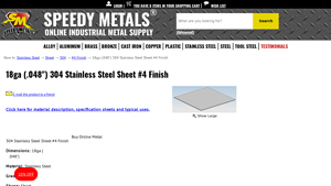 Speedy Metals - 18ga 304 Stainless Steel Sheet #4 Finish