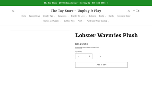 Sterling Toy Store - Lobster Warmies Plush