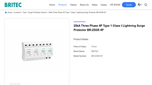 Surge Protection Device - 25kA Three Phase 4P Type 1 Lightning Surge Protector