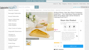 TableclothsFactory - 50-Pack Plastic Cake Slice Favor Containers