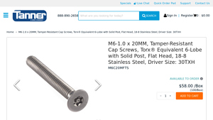 Tanner Bolt - M6 Tamper-Resistant Cap Screws
