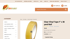 Tape Planet - Clear Vinyl Tape 1 x 36 Yard Roll