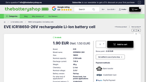 EVE - ICR18650-26V Battery