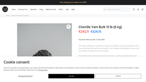 The Wool Art - Chunky Chenille Yarn Bulk Graphite Gray