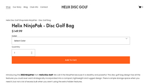 Helix - NinjaPak Disc Golf Bag