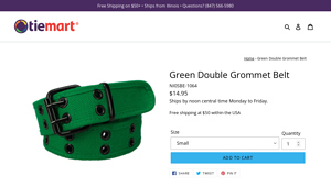 Tiemart - Green Double Grommet Belt