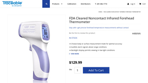 Traceable - FDA Cleared Noncontact Infrared Forehead Thermometer