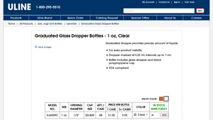 Uline - Graduated Glass Dropper Bottles