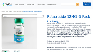 Vigor Peptides - Bulk Retatrutide 12mg (5 Pack)