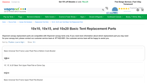 Vispronet - Basic Tent Replacement Parts