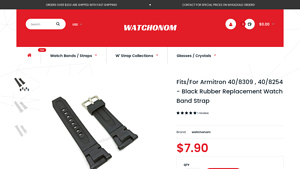 Watchonom - Black Rubber Replacement Watch Band Strap