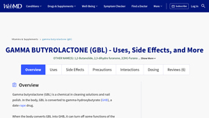 WebMD - Gamma Butyrolactone (GBL)