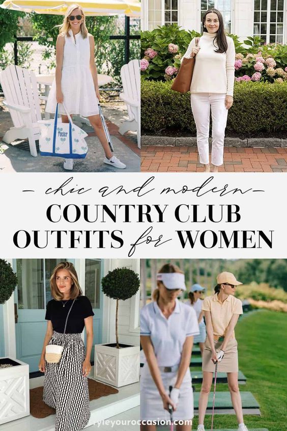A stock image illustrating women's country club outfits concepts