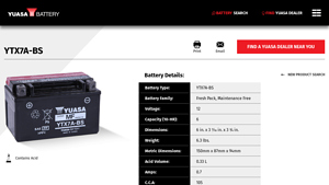 YUSA - YTX7A-BS Battery